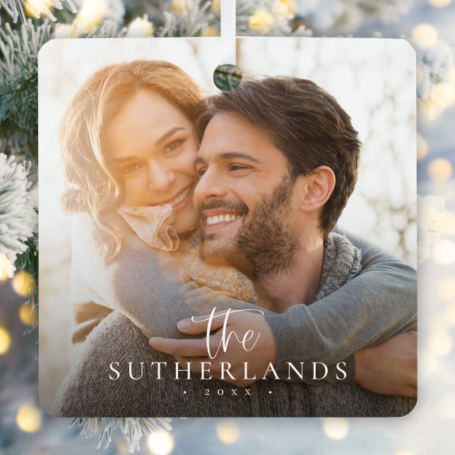 Adorno Metálico Elegante foto de familia de Navidades de caligrafí (Subido por el creador)