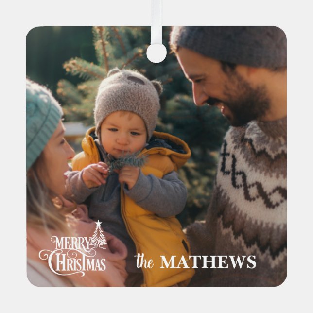 Adorno Metálico Elegante foto familiar de Navidades (Anverso)