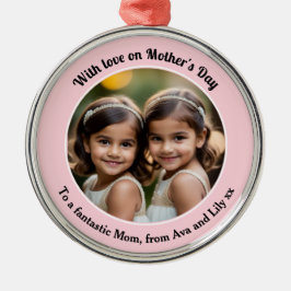 Adorno Metálico Elegante Foto Personalizada Día de la Madre Rosa
