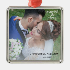 Adorno Metálico Elegante foto recién casada casada y morada