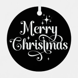 Adorno Metálico Elegante foto retro Feliz Navidad Negro Keepsake