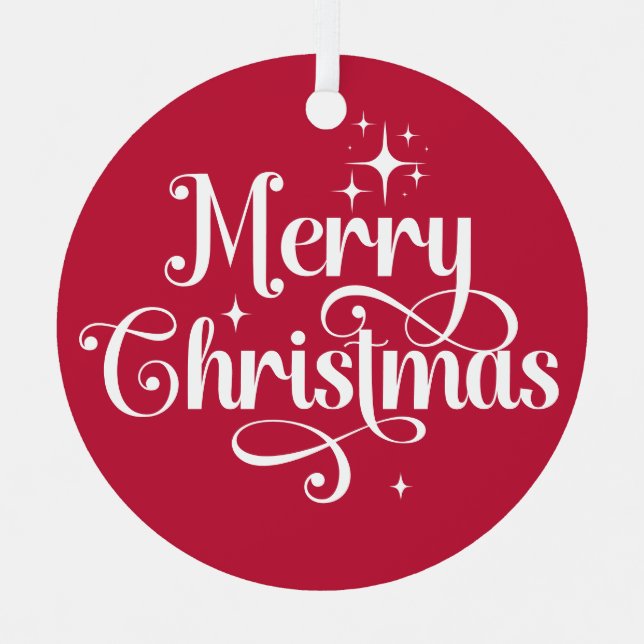 Adorno Metálico Elegante Foto Retro Feliz Navidad Ropa Roja (Anverso)