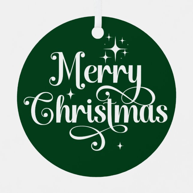 Adorno Metálico Elegante foto retro Feliz Navidad Verde Keepsake (Anverso)