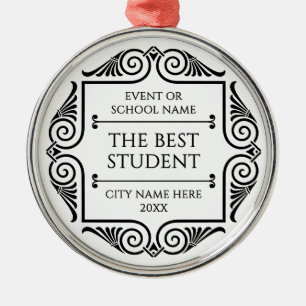 Adorno Metálico Elegante Gala de Negocios de Graduación en Blanco 