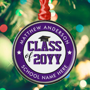 Adorno Metálico Elegante Graduación Real Púrpura