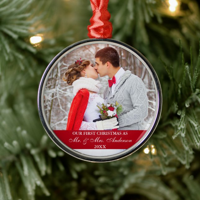 Adorno Metálico Elegante guión nuestro primer rojo de Navidad (Árbol)