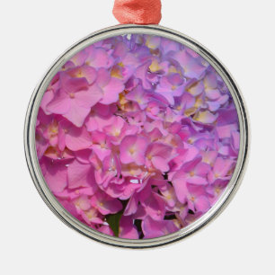 Adorno Metálico Elegante hortensias florales púrpura rosa