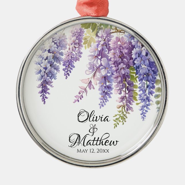 Adorno Metálico Elegante magenta púrpura glicina de agua glicinia  (Frente)