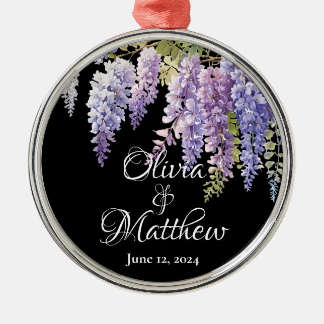 Adorno Metálico Elegante magenta púrpura glicina de agua glicinia  (Frente)