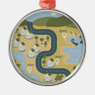 Adorno Metálico Elegante mapa de viajes de vacaciones de personali