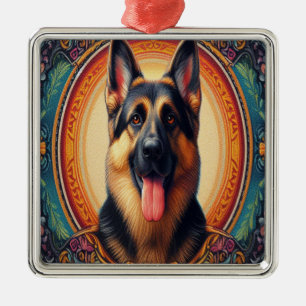 Adorno Metálico Elegante marco de color de perro pastor alemán