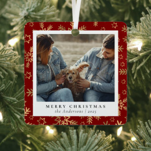 Adorno Metálico Elegante minimalista Navidades de oro rojo foto de