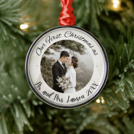 Adorno Metálico Elegante nuestra primera foto de boda de Navidad 