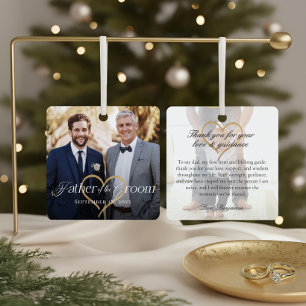 Adorno Metálico Elegante padre de la foto de Groom Keepsake
