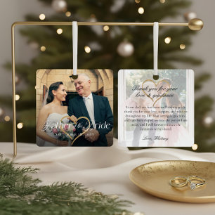 Adorno Metálico Elegante padre de la foto de la novia Keepsake