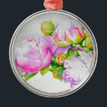 Adorno Metálico Elegante pintura de color blanco y florido<br><div class="desc">Esta romántica pintura floral rosa y de piedra blanca de estilo antiguo te da una sensación de elegancia clásica de estilo antiguo. Una hermosa pintura acuática original de H Cooper. ¡La imagen es de personalizable y transferible a miles de productos!</div>
