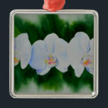 Adorno Metálico Elegante pintura de orquídeas de color blanco trop<br><div class="desc">Pintura original romántica de orquídea blanca en acuarela de H Cooper-</div>