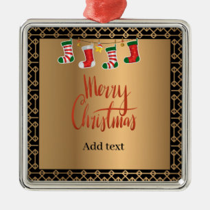 Adorno Metálico Elegante plantilla de Navidades de oro y negro