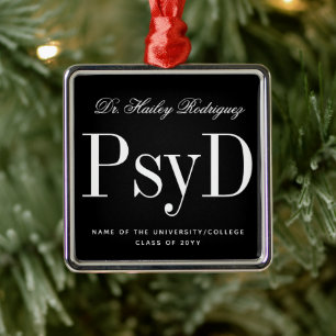 Adorno Metálico Elegante PsyD Doctor en Psicología Graduación