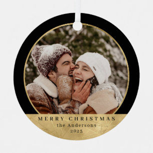 Adorno Metálico Elegante y moderno Faux Gold Navidades Couple Phot