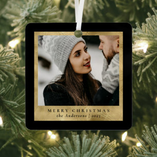 Adorno Metálico Elegante y moderno Faux Gold Navidades Couple Phot