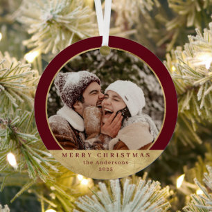 Adorno Metálico Elegante y moderno Faux Gold Navidades Couple Phot