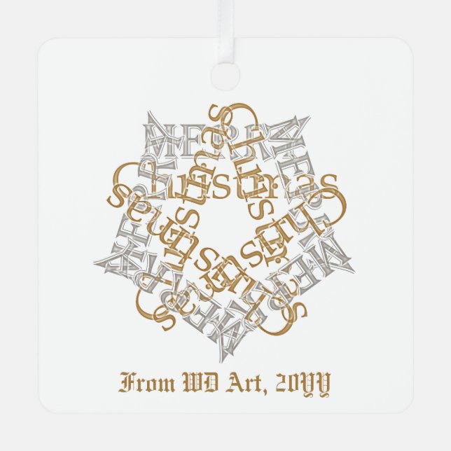Adorno Metálico Elegante y personalizada plata de oro navideño (Anverso)