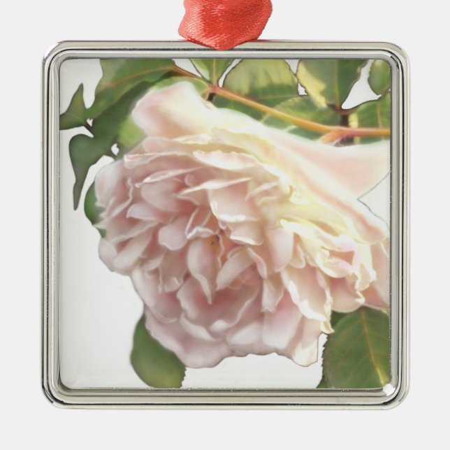 Adorno Metálico Elegante y polvoriento rosa naranja floral blanco (Frente)