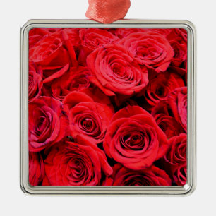 Adorno Metálico Elegantes flores rojas florales Roses Rojos rosa j