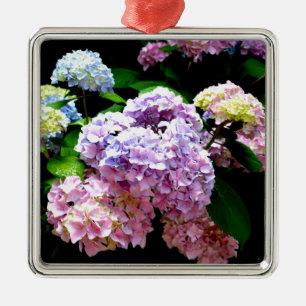 Adorno Metálico Elegantes jardines de hortensias florales color pú