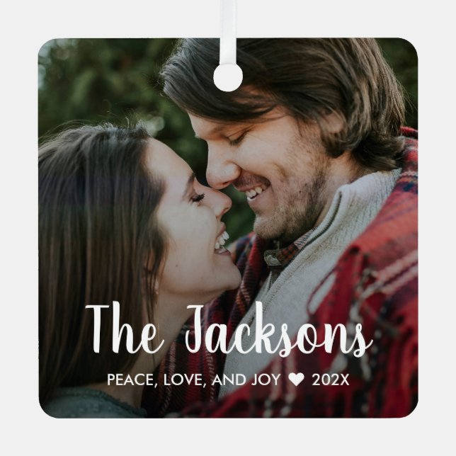 Adorno Metálico Elegantes Navidades Foto de pareja rústica mínima (Anverso)