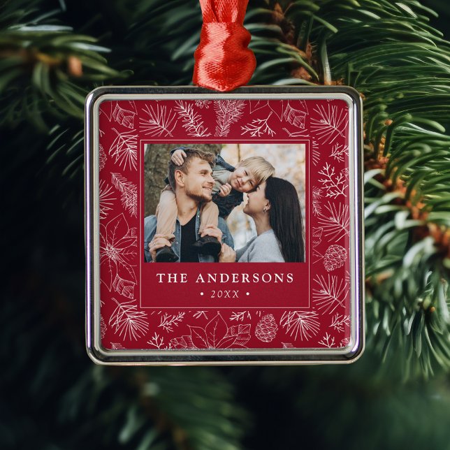 Adorno Metálico Elegantes Poinsettias y Pinecones Foto (Subido por el creador)