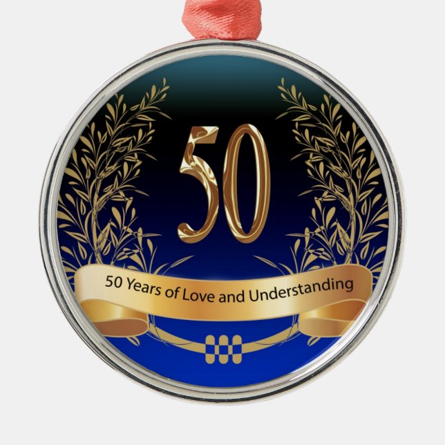 Adorno Metálico Elegantes regalos de 50 años de Boda (Frente)