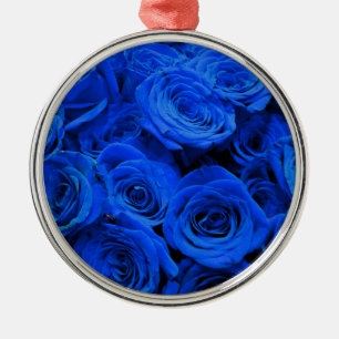 Adorno Metálico Elegantes rosas azules flores azules florales azul