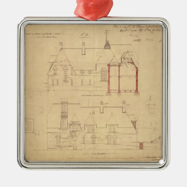 Adorno Metálico Elevaciones para la casa roja, brezo de Bexley (Frente)