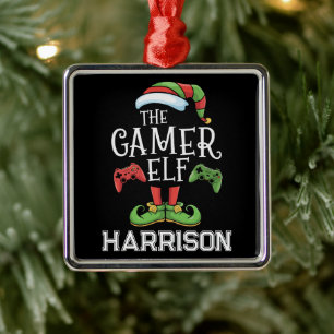 Adorno Metálico Elfo de videojuegos personalizado de Navidad para 