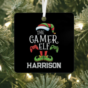 Adorno Metálico Elfo de videojuegos personalizado de Navidad para 