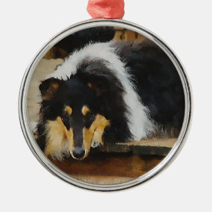 Adorno Metálico Ella espera el color Tri Collie