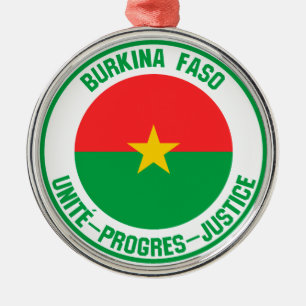 Adorno Metálico Emblema de Burkina Faso redonda