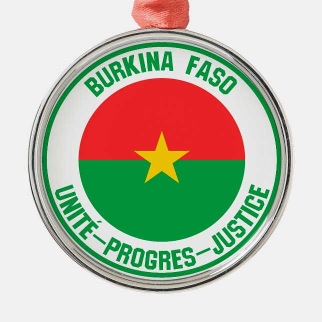 Adorno Metálico Emblema de Burkina Faso redonda (Frente)