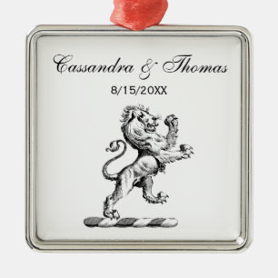 Adorno Metálico Emblema de cimera con león heráldico de pie