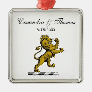 Adorno Metálico Emblema de cimera de león erguido heráldico C