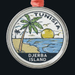 Adorno Metálico Emblema de época de Túnez de Djerba<br><div class="desc">Diseño artístico vectorial de Yerba. Djerba,  una isla frente a la costa de Túnez,  es conocida por sus playas mediterráneas.</div>