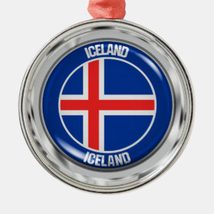 Adorno Metálico Emblema de Islandia redonda