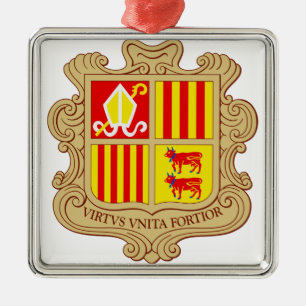 Adorno Metálico Emblema del Estado de Andorra Coprincipado Históri