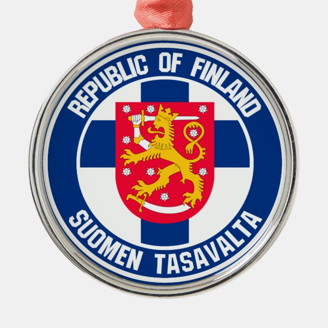 Adorno Metálico Emblema redondeado de Finlandia (Frente)