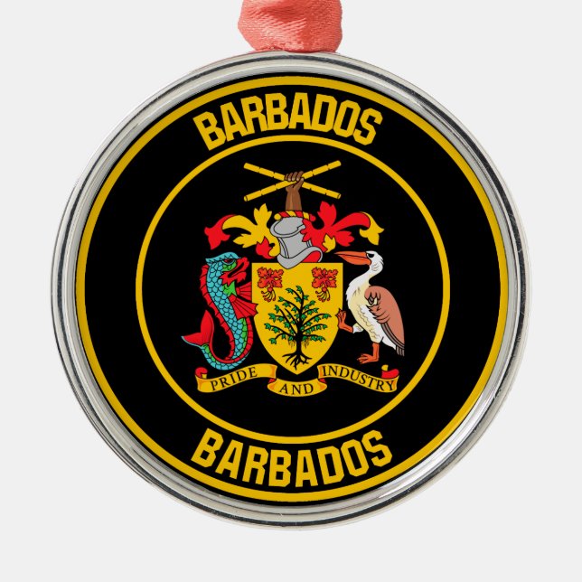 Adorno Metálico Emblema redondo de Barbados (Frente)