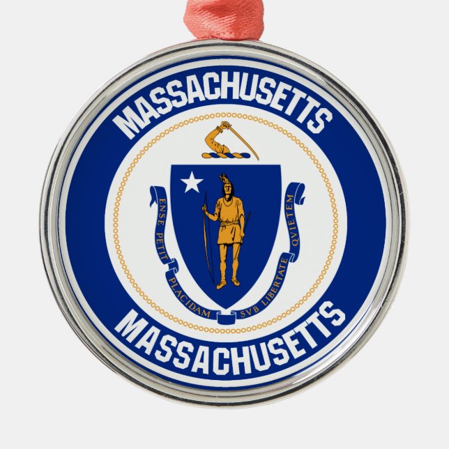 Adorno Metálico Emblema redondo de Massachusetts (Frente)