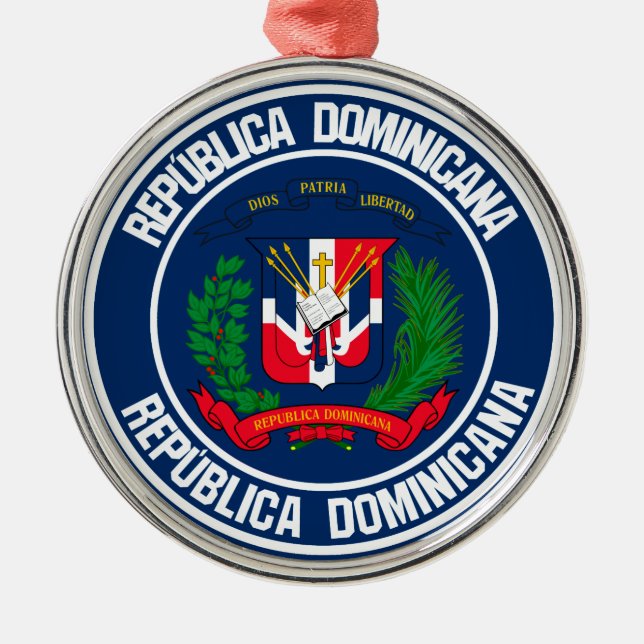 Adorno Metálico Emblema redondo de República Dominicana (Frente)