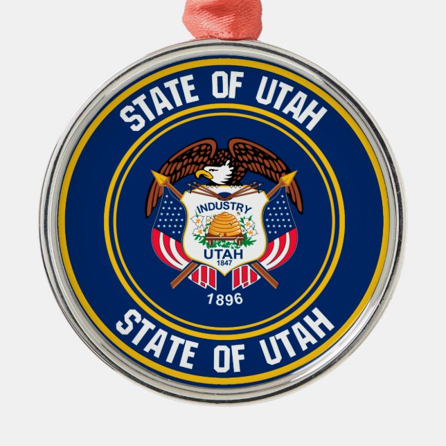 Adorno Metálico Emblema redondo de Utah (Frente)